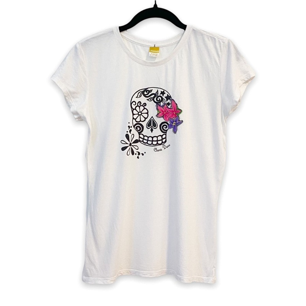 Graphic Floral Skull Fitted Baby Tee